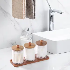 Small Plastic Storage Jar with Lid, Small Plastic Storage Jar with Lid, Bathroom Vanity Jar with Dustproof Lid, Minimalist Bathroom Essentials
