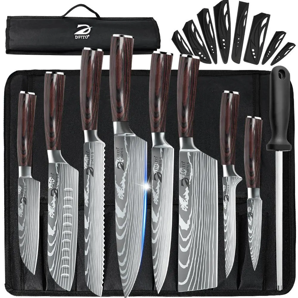 8Pcs Knife Set-Brown
