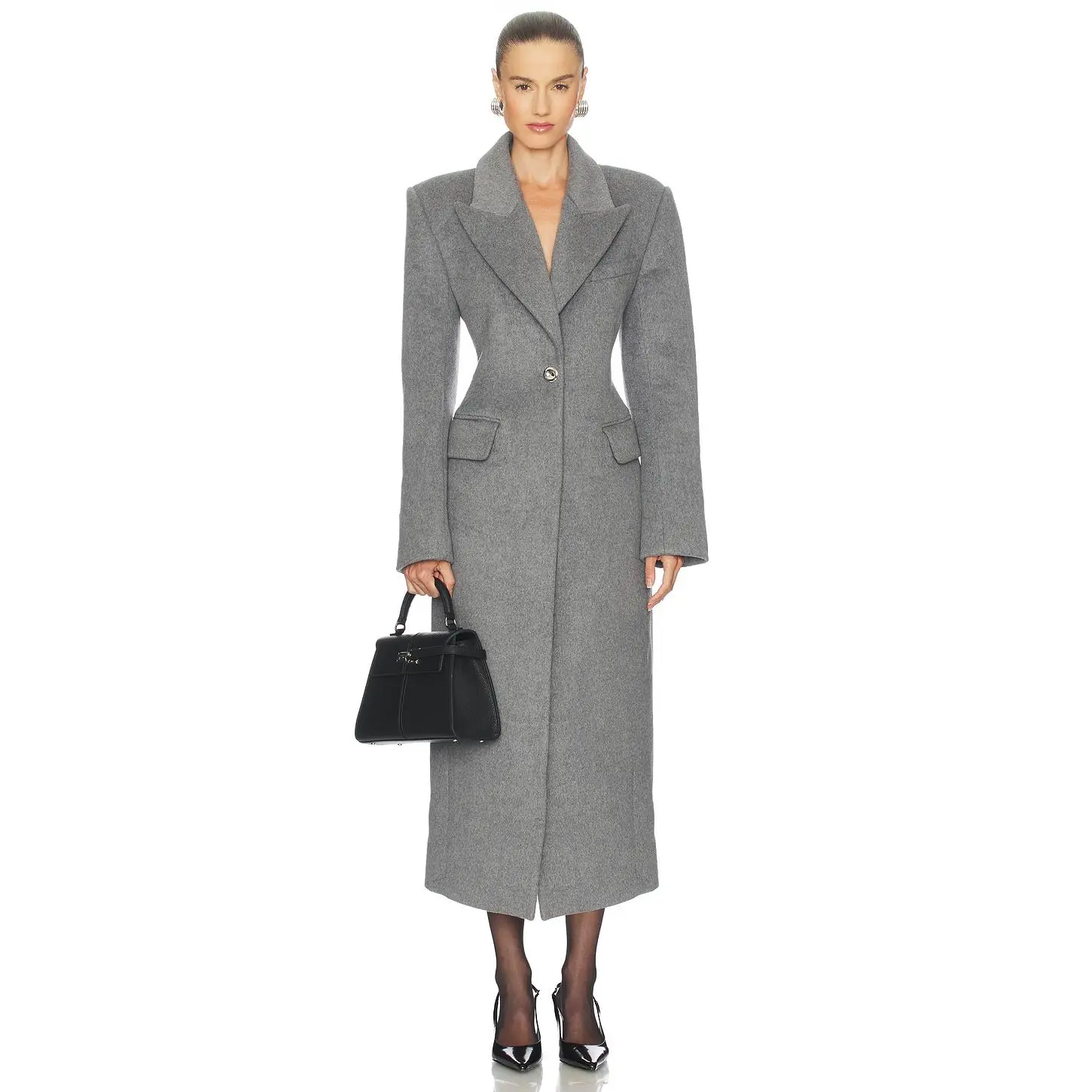 Camila Coelho Mariela Coat in Charcoal Grey