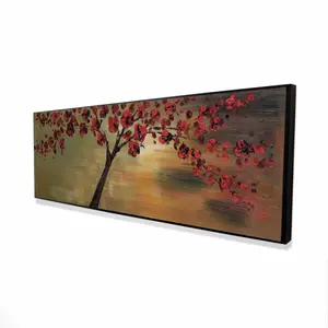 Begin Home Decor 2081-2060-LA16 20 x 60 in. Red Flowers Tree - Framed Canvas for Living Room Decor