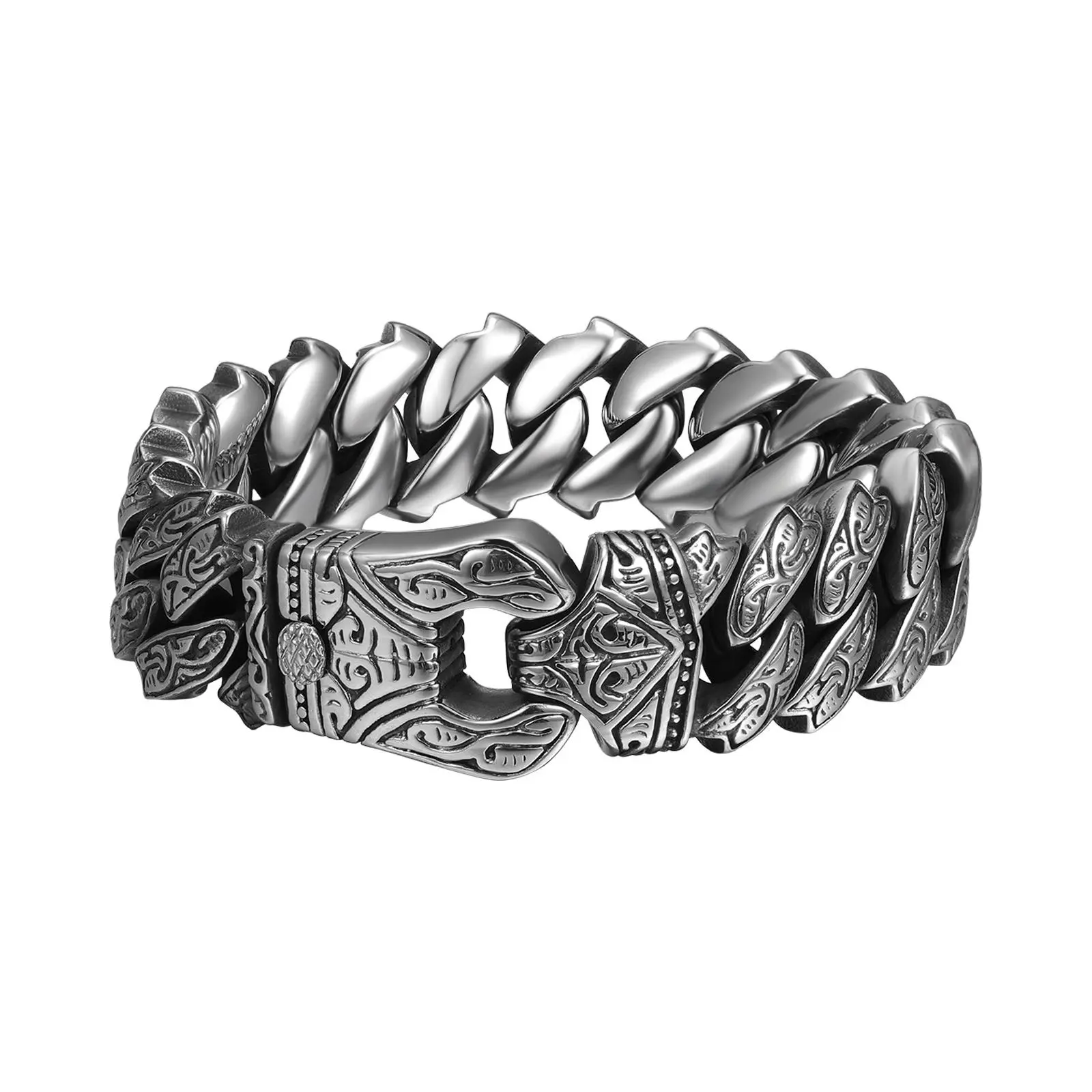 OIDEA Viking Bracelet for Men, Heavyweight 316L Stainless Steel Anti-Tarnish Norse Tribal Tattoo Cuff Bangle, Biker & Band Style Bracelets & Bangles, Biker Bracelets & Bangles