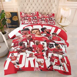 Arsenal Pattern Bedding Set, Soft Adult Bedroom Decoration, Suitable For Giving To Friends And Family, As a Moving And Holiday Gift, Including 1 Blanket And 1 Or 2 Pillowcases Without Pillowcases