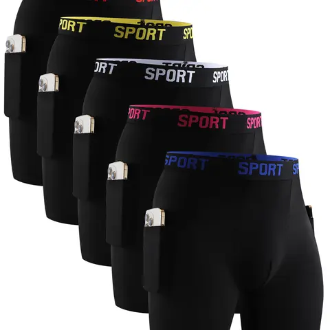 5-piece Set Of Men'S Underwear with Pockets - Breathable, Elastic, Quick Drying, Elastic Waistband, Sports And Leisure, Running And Fitness Boxer Underwear - Soft And Lightweight, Best Gift for Son & Husband