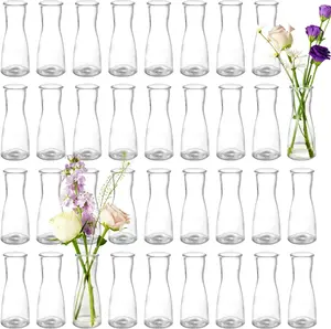 35 PCS Bud Vases for Centerpieces, 5.5" Clear Small Flower Vases, Minimalist Cute Mini Decorative Bulk Vases for Wedding Birthday Home Living Room