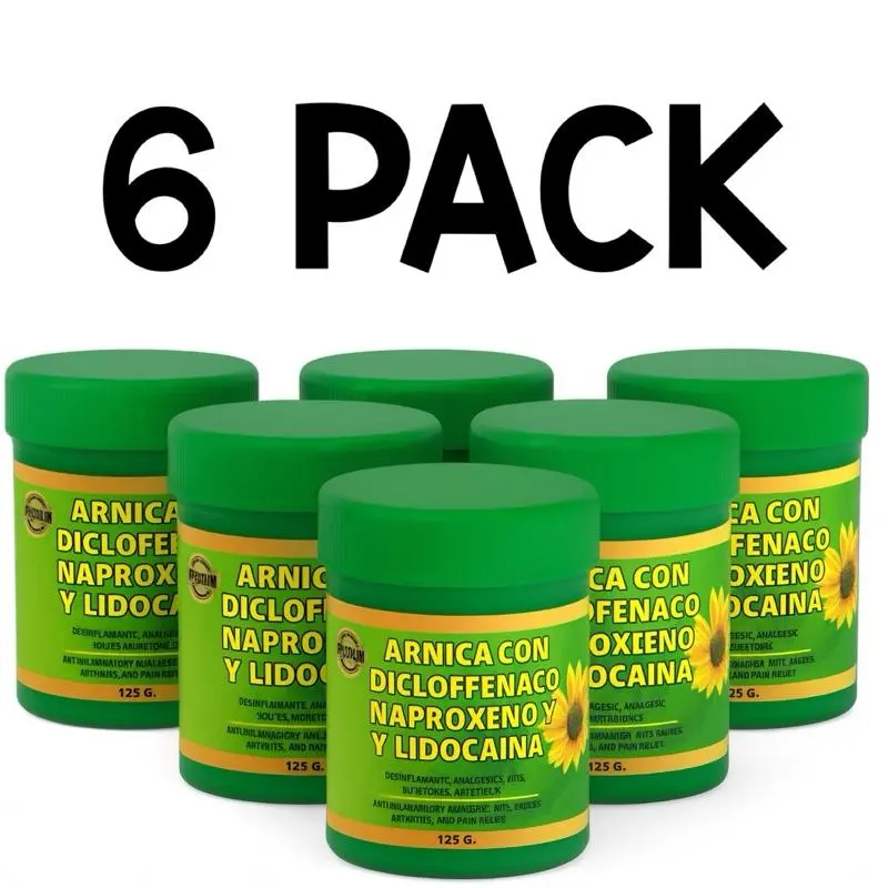 (6 pack) Arnica Formula y Lidocaina Mejorada pomada muscular 125g - Arnica Deep Massage Balm – 125g | Soothing Full-Body Care Cosmetic Oil, Aches & Pains Relief Massage Oils, Deep Massage Oils