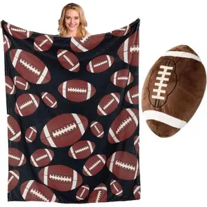 Football throwing blanket gift  For boys or men  Warm and cozy comfortable flannel football blanket  American football enthusiast, suitable for sofa and bed, room decoration, applicable all year round stylish blanket