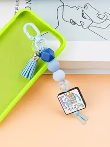 Fashion Faith & Librarian Beaded Tassel Floral Pattern Keychain, Jesus Coffee Prayer Bag Charm, Ideal Religious Gift for Women Book Lovers