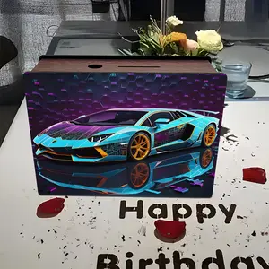 Wooden Piggy Bank Cyberpunk Lamborghini Design, Family Savings Plan Money Box, Cash Saving Box, Teenage Holiday Gift, Essential Coin Storage, Birthday Party Toy