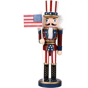 Nutcracker Figurine Wooden Nutcracker Soldier Christmas Wood Ornaments Christmas Table Decoration for Christmas Party PRETYZOOM