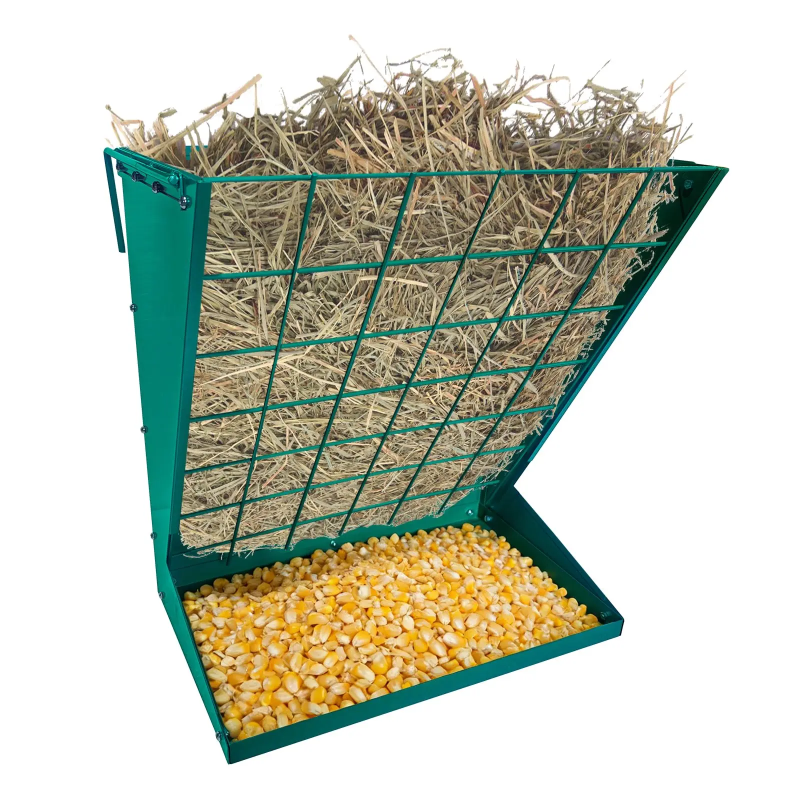 Garvee Upgraded Hay Feeder for Goats, 2 in 1 Wall Mount Hay Rack Goat Feeder, Heavy Duty Galvanized Steel Hanging Feeders for Farm Livestock Goat Sheep Grain Indoor Outdoor Uses