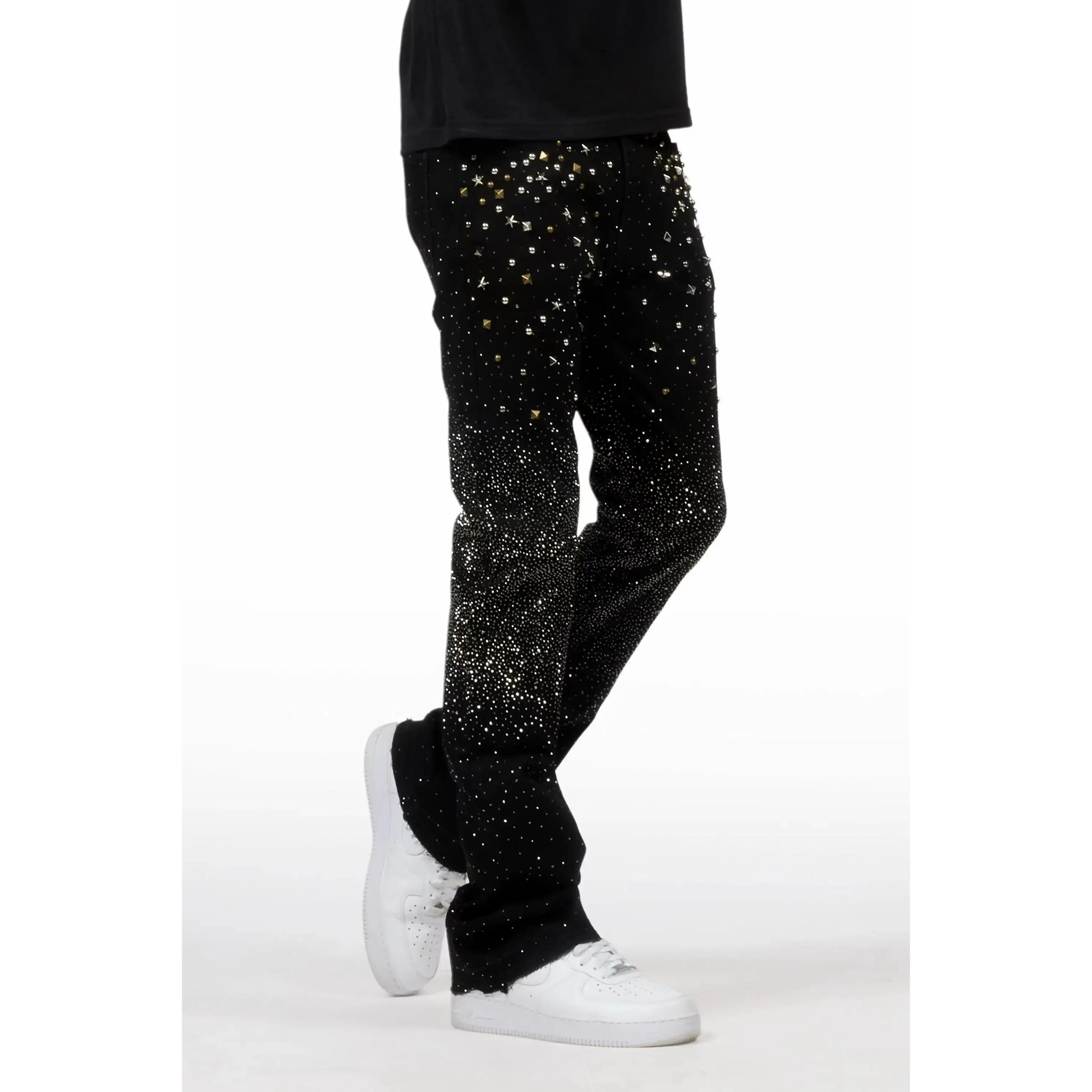 Onyx Black Stacked Flare Jean