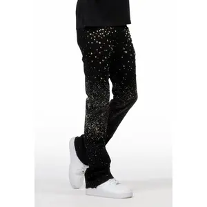 Onyx Black Stacked Flare Jean