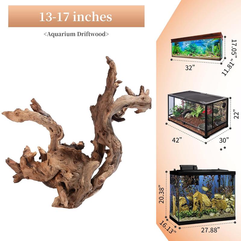 Large Coral Driftwood for Aquarium Decor Fish Tank Decorations Reptile Decor, Assorted Driftwood Branch 13 to 17 Inch Pack of 1