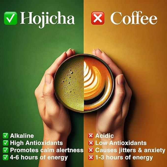 Organic Hojicha Powder USDA Certified Roasted Green Tea - Rich Caramel Nutty Flavor Low Caffeine Digestive Friendly Japanese Tea