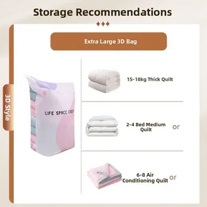 Extra Large Vacuum Compression Bag, No Pump Required, Sealed 3D Design, Storage Organizer, Space-Saving, Durable Material, Storage Bags