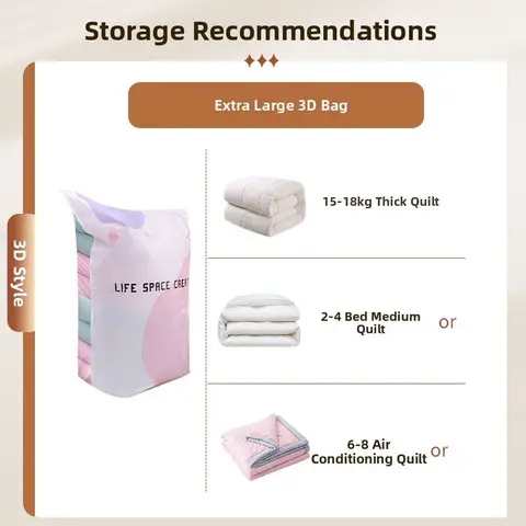 Extra Large Vacuum Compression Bag, No Pump Required, Sealed 3D Design, Storage Organizer, Vacuum Sealing Bags, Vacuum Sealer Bag, Space-Saving, Durable Material