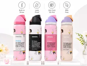 [SALE OFF 50% - LIMITED STOCK] Owala FreeSip 32oz ANIME PATTERN  Water Bottle, Leakproof Built-in Straw, BPA Free Stainless Steel Cup, 24H Cold 12H Hot Travel Gym Bottle#Owala