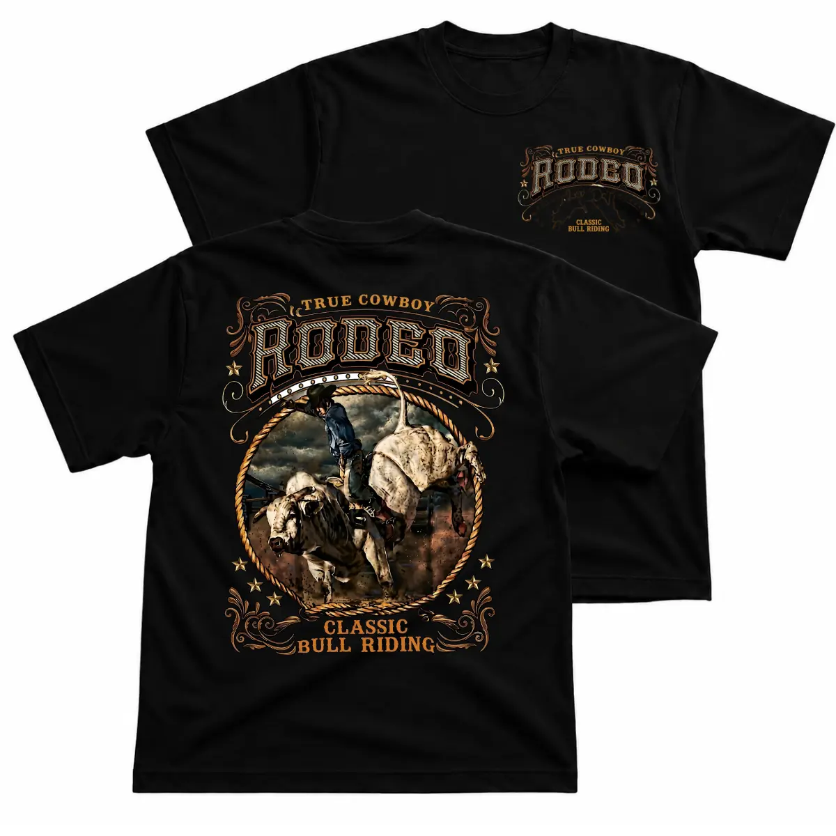Rodeo Bull Riding Shirt, True Cowboy Western Tee, Classic Rodeo Graphic T-Shirt, Cowboy Lifestyle Apparel, Vintage Western Ranch Shirt, Bull Rider Graphic Tee, Country Cowboy Clothing, Gift for Ranchers Rodeo Fans, Western Heritage Shirt for Men Women