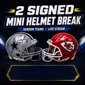 2 Signed Mini Helmet Break+Cards