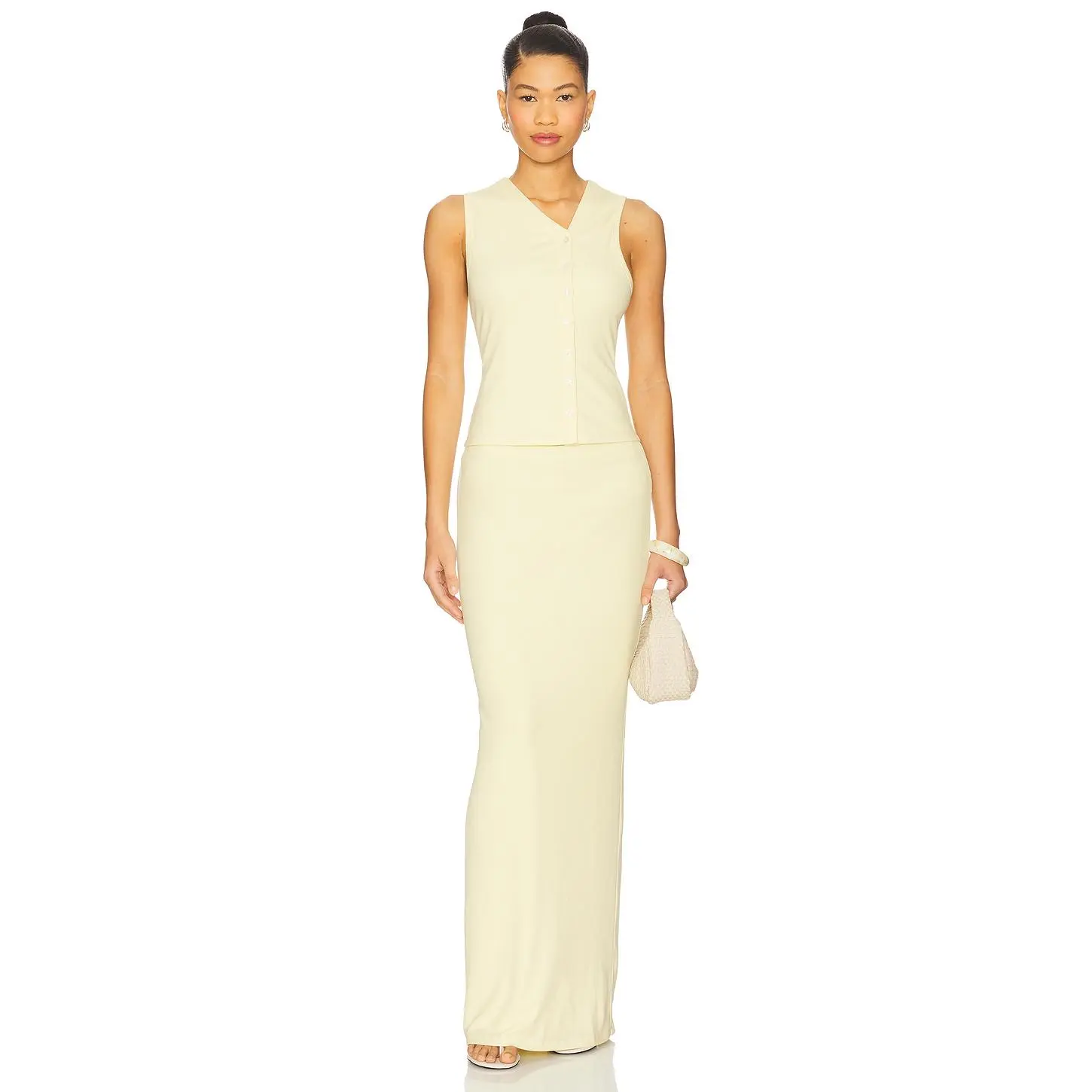 ALL THE WAYS Iris Maxi Skirt Set in Baby Yellow