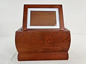Urn Smart Cremation Cherry Wood Box with 4 x 6 Photo Frame Display Memorial Box