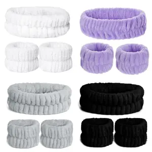 Spa Facial Headband Women Makeup Headband Girls Washing Face Headband Soft Microfiber Spa Wrist Washband Ladies Spa Hair Wraps Headbands for Washing Face Shower Makeup Bath