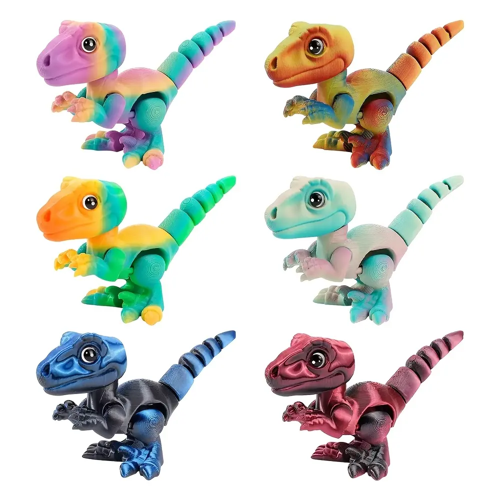 Unisex 3Pcs/Set Prehistoric PE Plastic 3D Printed Velociraptors Figurine Set - Poseable Joints, Expressive Eyes, Sharp Teeth, Battery-Free Desktop Decor, Ideal for Home/Office, Perfect Birthday Gifts, House Decoration, All Seasons