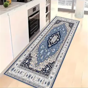 A European-style Persian-inspired hallway rug, lightweight, easy-to-clean, foldable floor mat, washable and low-maintenance home décor rug suitable for hallways, stairs, bedrooms, bedside areas, kitchens, etc.