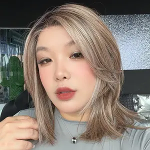 JBEXTENSION MAY MONO Monofilament Handmade Wig 6X5 Full Monofilament Hand Tied Top Wig 14 Inches Mono Lace Wig with Anti-slip Silicone Strips Glueless Wig MAY MONO【BENDY EAR TABS】