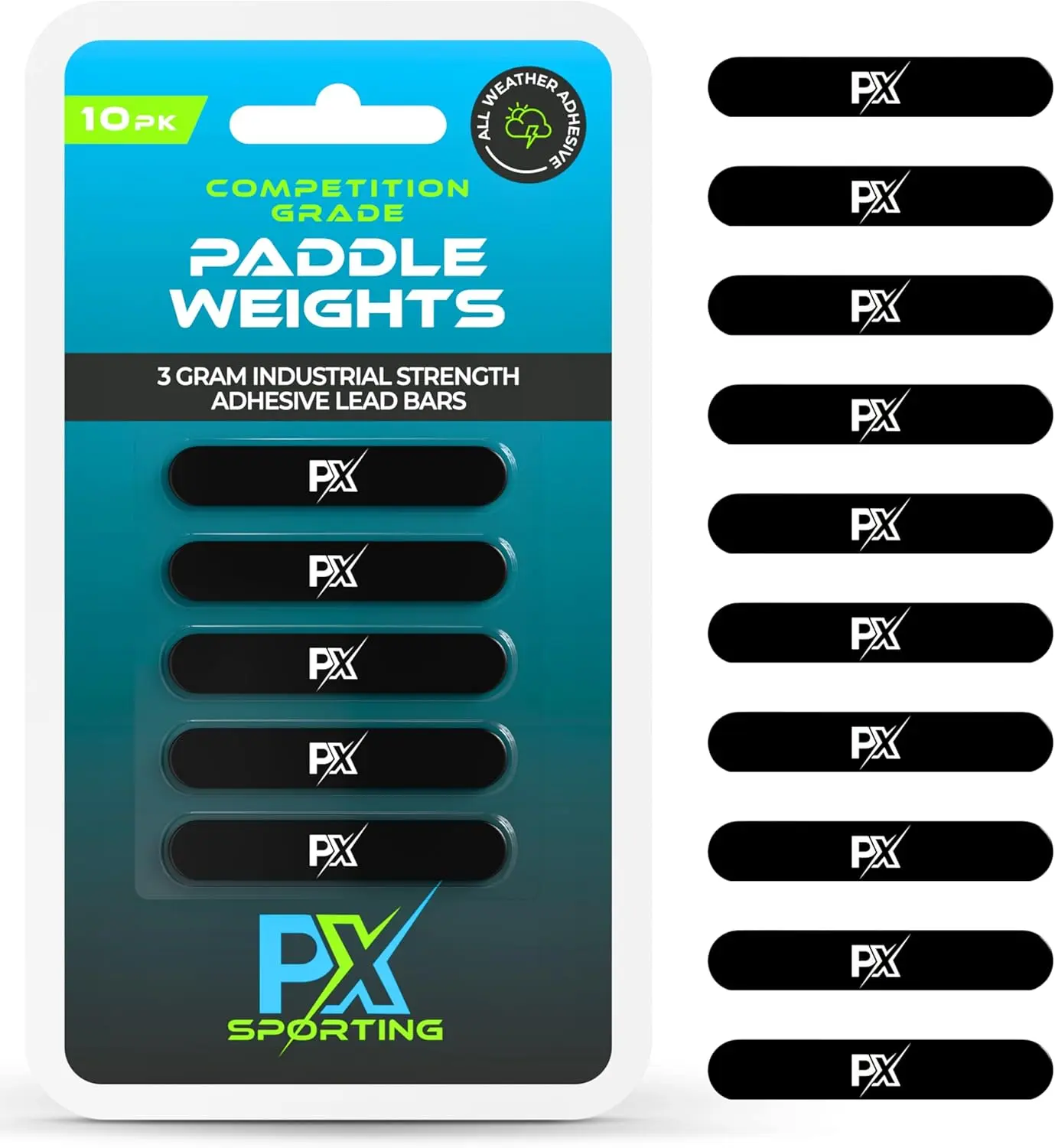 PX Sporting Competition Grade Pickleball Lead Tape Paddle Weights 3 Gram 10 Pcs Value Pack Maximize Power Increase Sweetspot USAPA Approved
