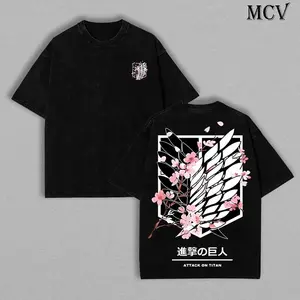 Attack On Titan Anime Unisex Tee | Wings Of Freedom AOT Shirts - Eren Acid Wash Shirt Graphic Tee Casual Menswear Soft Top Sweater, Hoodie | AOT Streetwear Style Tee