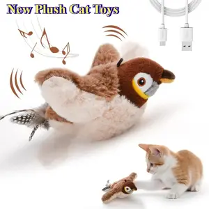 Electric Flapping Bird Cat Toy with Catnip – USB Rechargeable Touch Activated Interactive Cat Toy