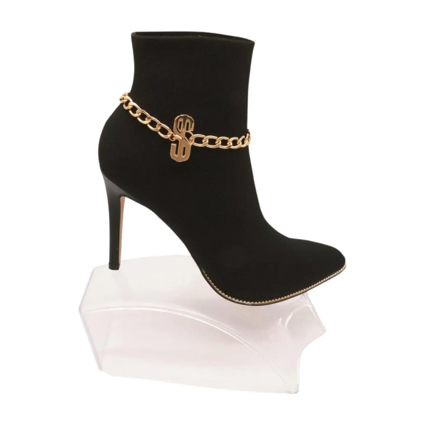 Women Western Fashion Gold Metal Boot Chain Bracelet Shoe Anklet $ Dollar Sign Charm Jewelry