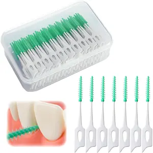 160pcs Portable Soft Silica Gel Toothpick Dental Floss Picks Soft Original Suitable for Oral Care of Adults and Childrens,Toothpick Brushes Teeth Cleaning Tool (Green)