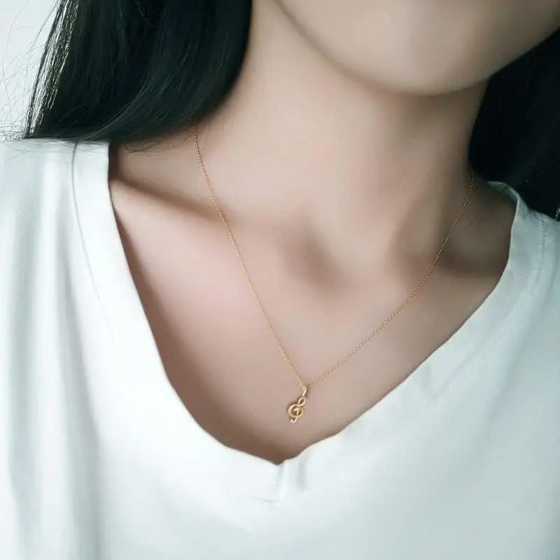 Simple Music Note Necklace for Women, Hypoallergenic Alloy Pendant, Adjustable Clavicle Chain, Gift Jewelry for Music Lovers with Meaning Card, Fashion Accessory