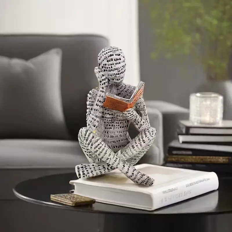 Modern Abstract Reading Figure, Unique Resin Home Decor for Bedroom, Desk, Office, Perfect Holiday Gift, Fall Home Decor, Collectible Figurines, Decorative Statues