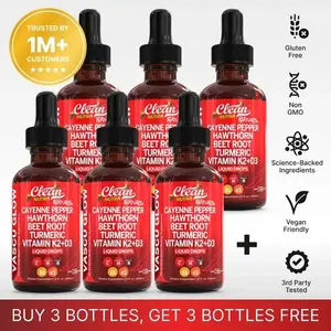 BOGO Cayenne Pepper Supplement Liquid Drops + Hawthorn Berry, Vitamin D3 K2 Organic Beet Root Powder, Ceylon Cinnamon, Turmeric Curcumin, Panax Ginseng