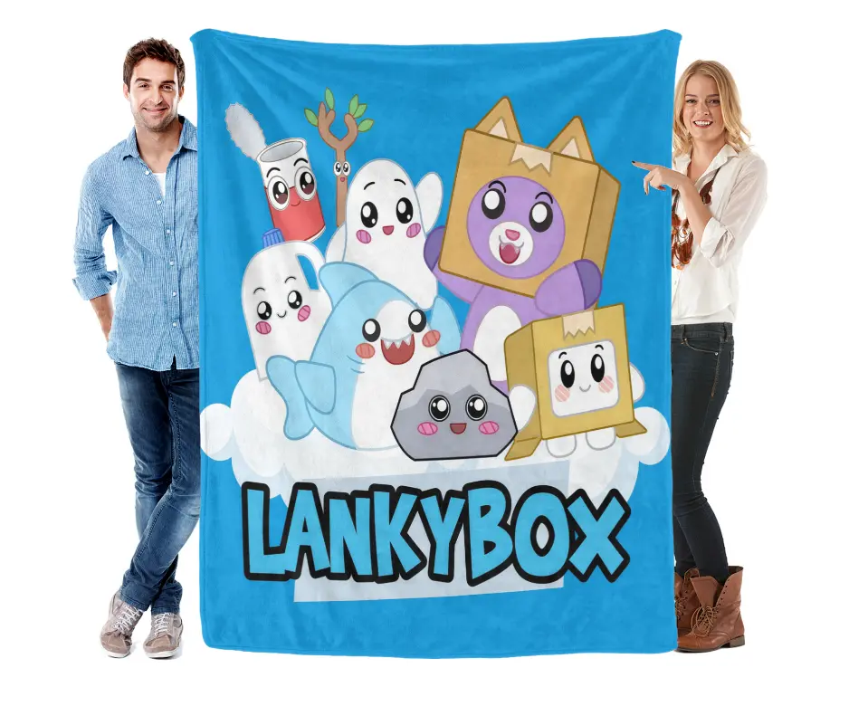 LankyBox Cartoon Flannel Throw Blanket, Ultra Soft Plush Fleece Blanket, Cute Gaming Character Blanket for Kids, Cozy Sofa Bed Couch Blanket, Bedroom Decor, Gift for Fans