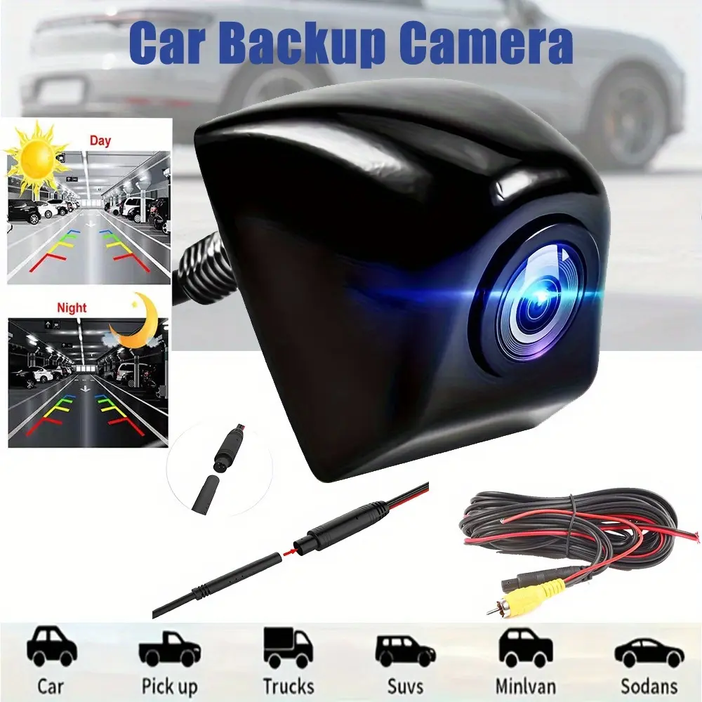 HD Night Vision Car Backup Camera, Reverse Rear Camera, Rearview Camera with Wide-Angle Metal Reversing Function, Durable, 12V General Purpose, Suitable for Sedans, SUVs, Enhance reversing safety, clear image, must-have car accessories