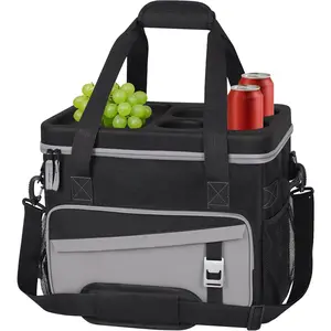 Soft Cooler Bag with Hard Shell & 4 Cup Holders, 55 Cans 40L Collapsible Soft Sided Cooler,  Leakproof Insulated Cooler Bag Portable for Beach Travel Camping Picnic