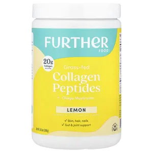 Further Food Grass-Fed Collagen Peptides + Chaga Mushroom, Lemon, 10.5 oz (298 g)