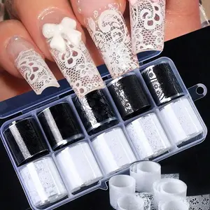 10 Rolls/box and Lace Nail Art Stickers, Nail Art Design, DIY Nail Decoration Accessories, Nail Care Supplies, Easy Application