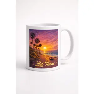 Let Them Motivational Mug – Sunset Road Artwork Coffee Cup