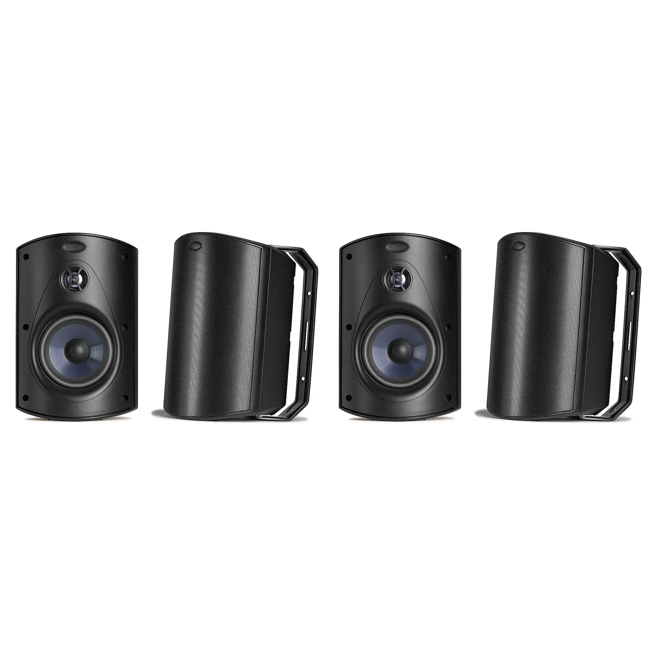 8 Black Polk Audio Atrium 6 Outdoor Speakers Bundle - 8 Ohms, 90 dB High Sensitivity, 5.25 in Woofer, 1 in Aluminum Dome Tweeter, Black Aluminium, Extreme Weather Resistance, Home Entertainment Audio System
