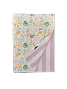 Sunnlie Lavender Tide Towel - Lightweight 85% Polyester 15% Nylon Blend Oversized 38.5" x 67" Soft Shell Pattern & Lavender Stripe Design for Beach Pool Travel Outdoors Pack - Print