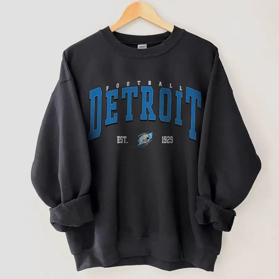 Detroit Football Adult and Youth Sweatshirt T-Shirt, Vintage Detroit Football merch Crewneck, Retro Detroit Football Shirt, Game Day Apparel, Detroit Football Fan Gifts, men's clothing clothes merch, Gift For Women
