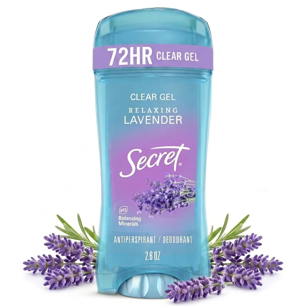 Secret Fresh Antiperspirant Deodorant for Women, 72hr Breathable Sweat & Odor Protection, Instant Freshness & Gentle, PH Balancing Minerals, Clear Gel, Relaxing Lavender Scent, 2.6 oz