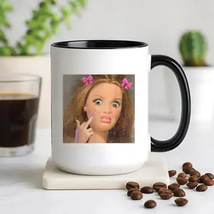 Funny Doll Face Mug, Disgusted Doll Meme Coffee Cup, Sarcastic Reaction Gift