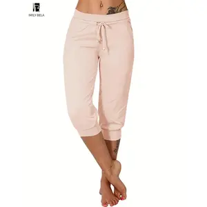 2026 Women'S Plain Drawstring Waist Capris Pants, Casual Pocket Trousers For Daily Wear, Ladies Bottoms For All Seasons, Casual Chic Bottoms