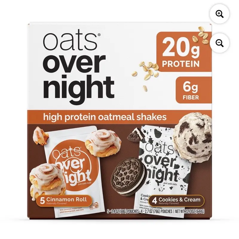 Oats Overnight High Protein Oatmeal Shakes, Variety Pack, 9 ct